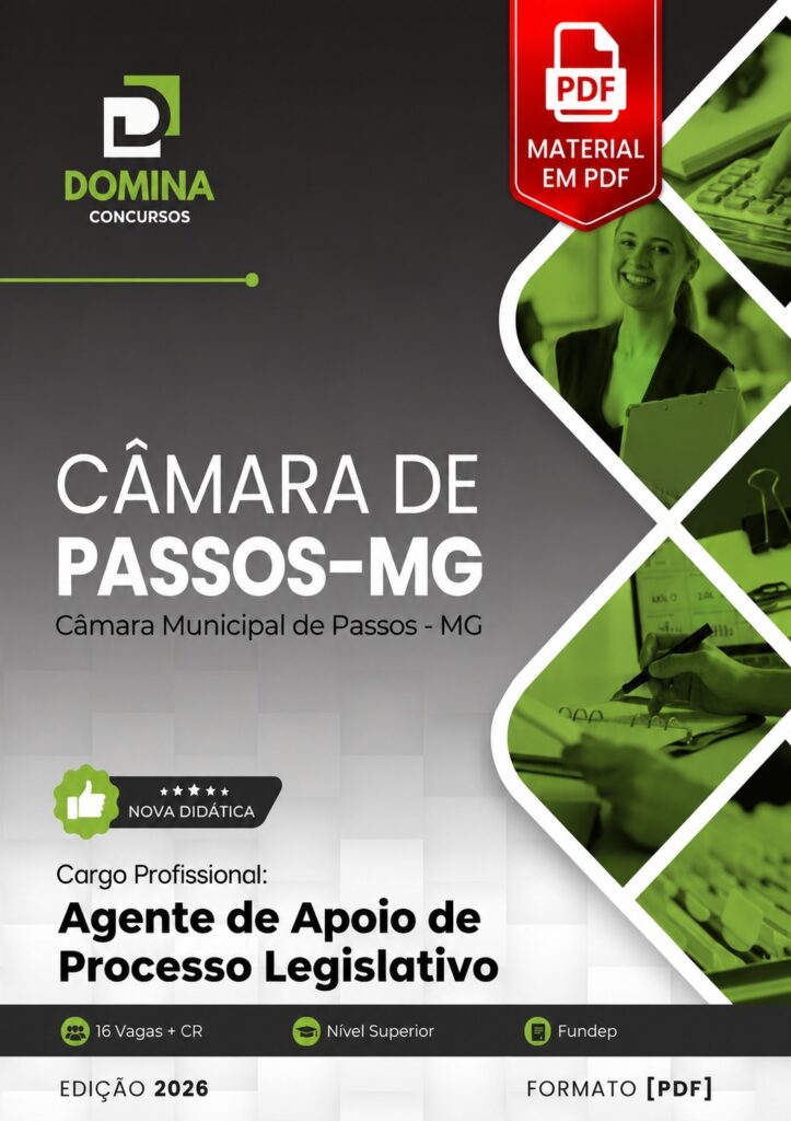 Apostila Câmara de Passos 2026 para Agente de Apoio de Processo Legislativo em PDF - Material Atualizado