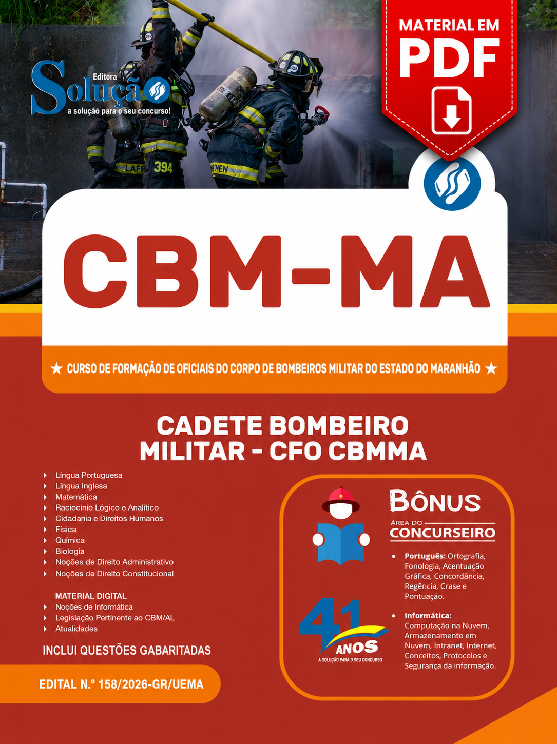 Apostila CFO CBMMA Cadete Bombeiro Militar Maranhão 2026 em PDF