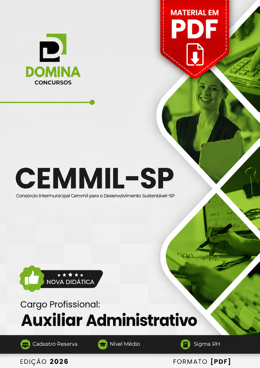 Apostila Auxiliar Administrativo CEMMIL Mogi Guaçu SP 2026 PDF