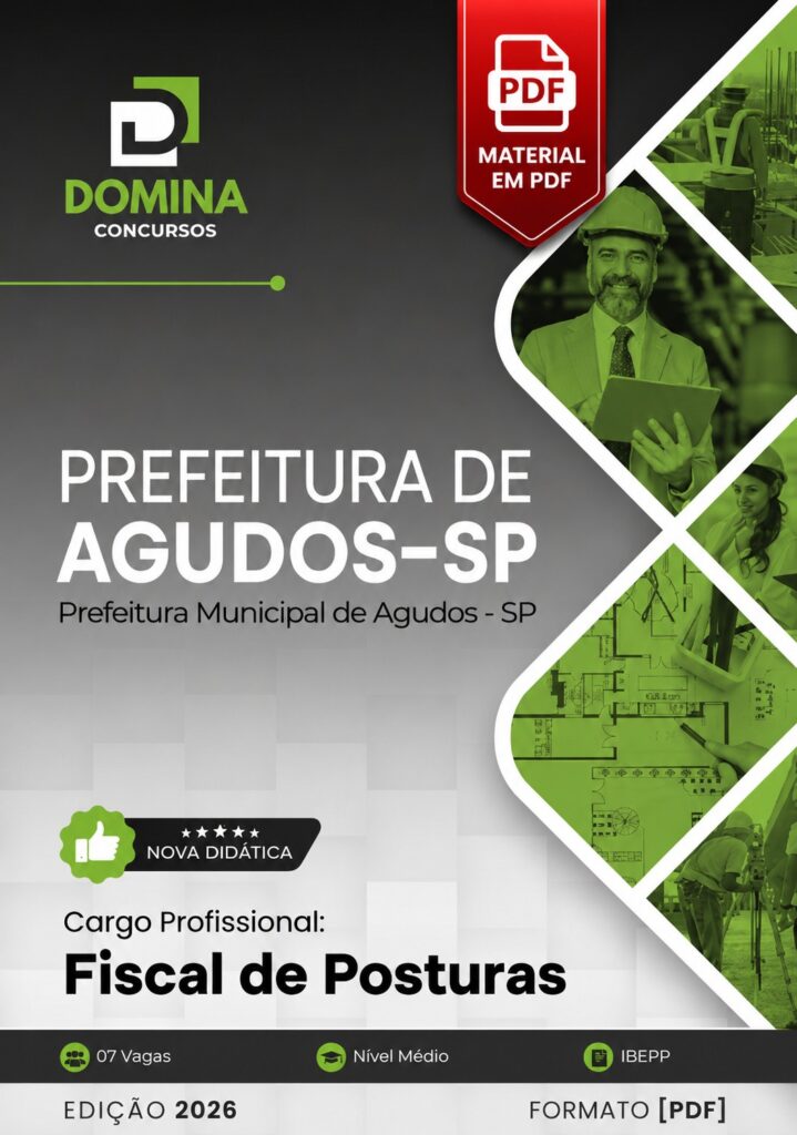 Apostila Prefeitura de Agudos - SP 2026 para Fiscal de Posturas em PDF - Material Atualizado