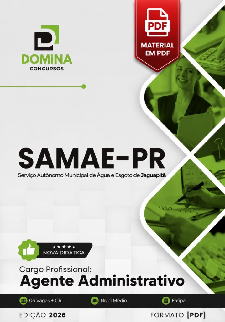Apostila SAMAE - PR 2026 para Agente Administrativo em PDF - Material Atualizado