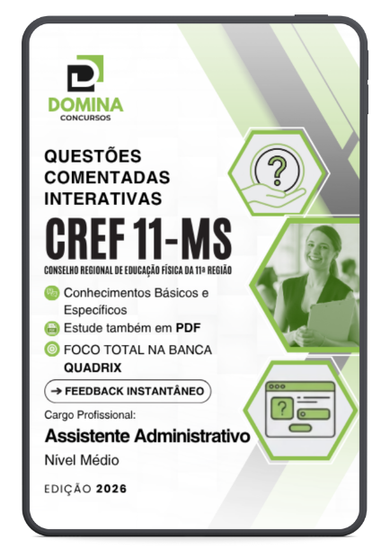 Capa Apostila 1000 Questões Comentadas Assistente Administrativo CREF 11 MS