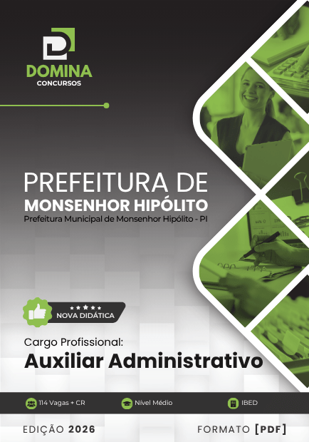 Apostila Auxiliar Administrativo Monsenhor Hipólito PI 2026 em PDF