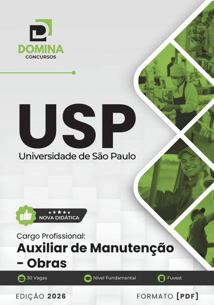 Capa Apostila USP 2026 Auxiliar de Manutenção e Obras