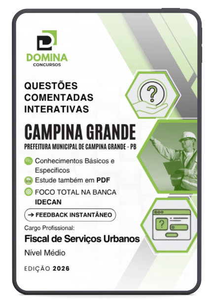 Capa Apostila 1000 Questões Comentadas Fiscal de Serviços Urbanos Campina Grande PB