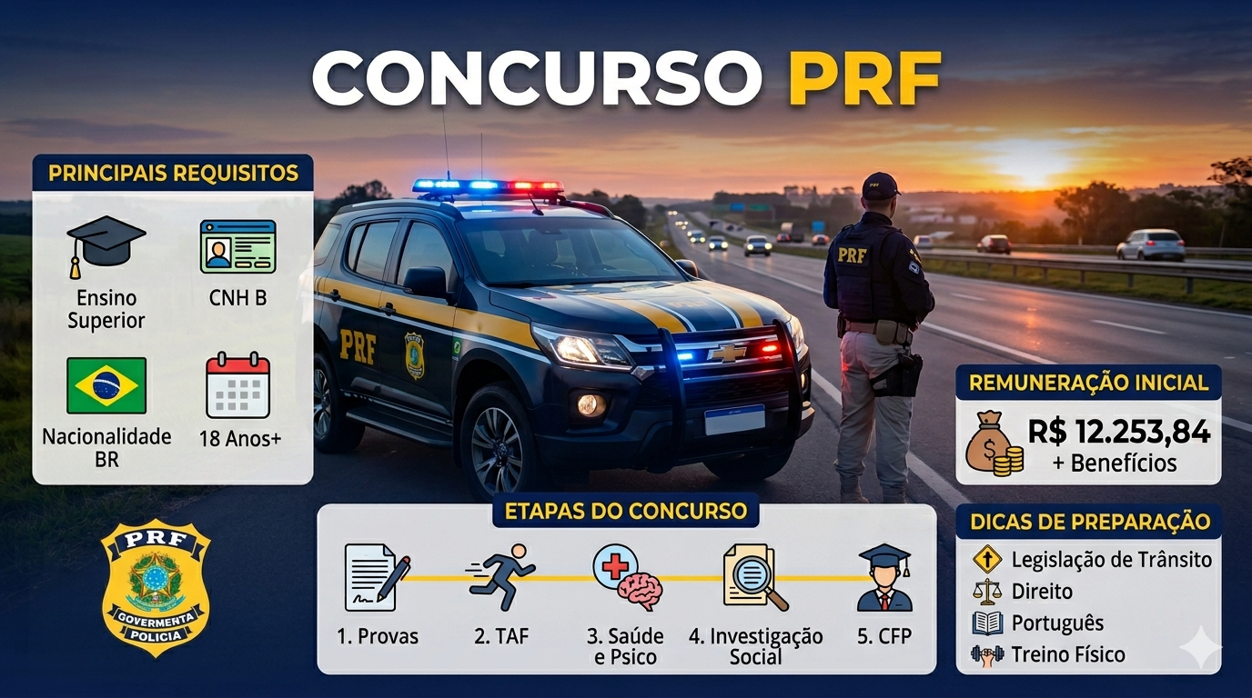 Concurso PRF 2026 - como estudar para a Polícia Rodoviária Federal