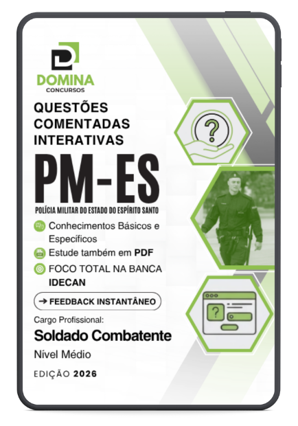 Capa Apostila 1200 Questões Comentadas Soldado Combatente PM ES