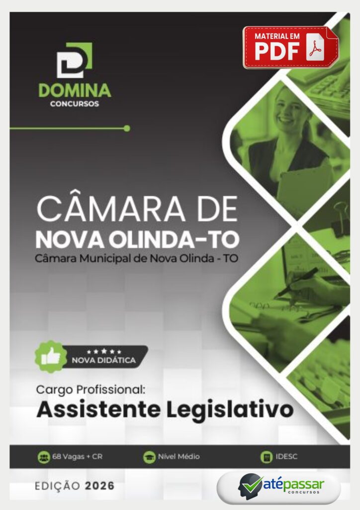 Apostila para o cargo de Assistente Legislativo do Concurso da Câmara Nova Olinda TO 2026.