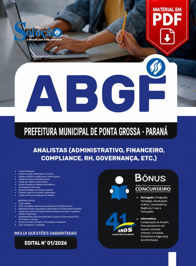 Apostila Concurso ABGF - 2026 para Analistas em PDF para download.