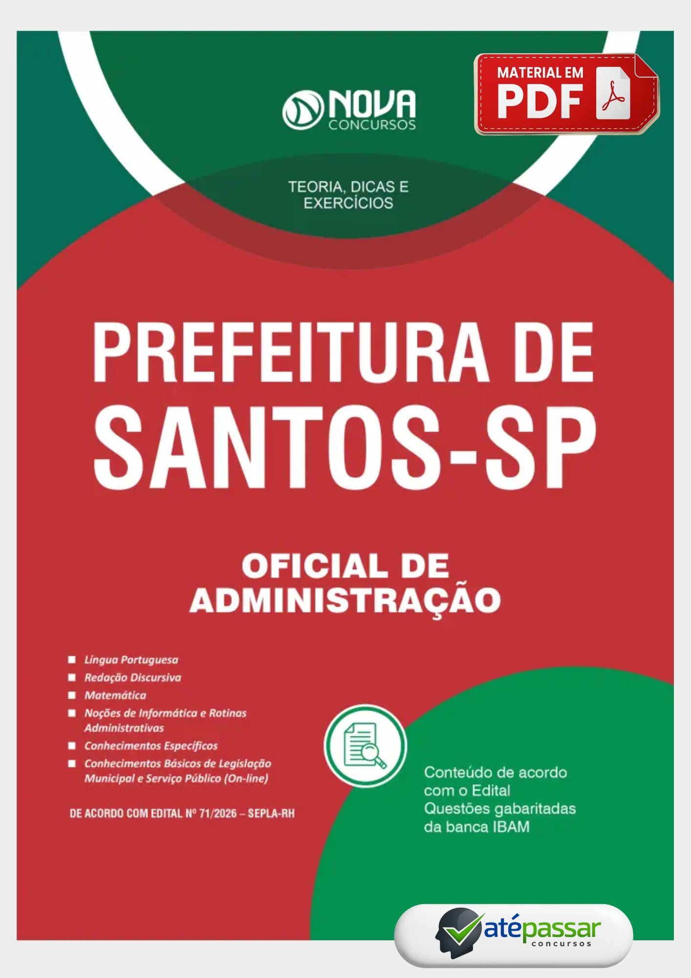 Apostila Concurso Oficial de Administração Prefeitura de Santos SP IBAM 2026
