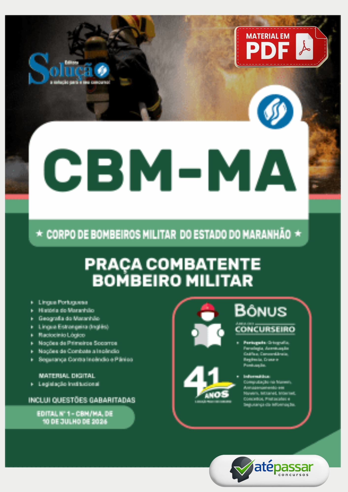 Apostila Praça Combatente Bombeiro Militar CBM-MA Cebraspe 2026 PDF Editora Solução