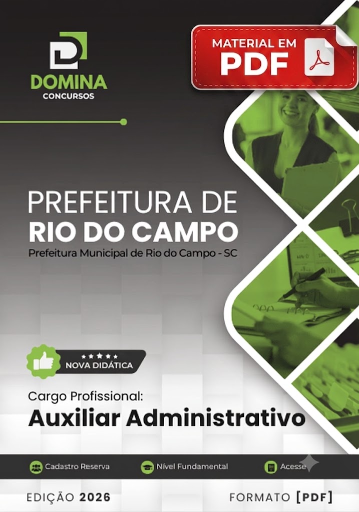 Apostila Auxiliar Administrativo Rio do Campo SC 2026 PDF