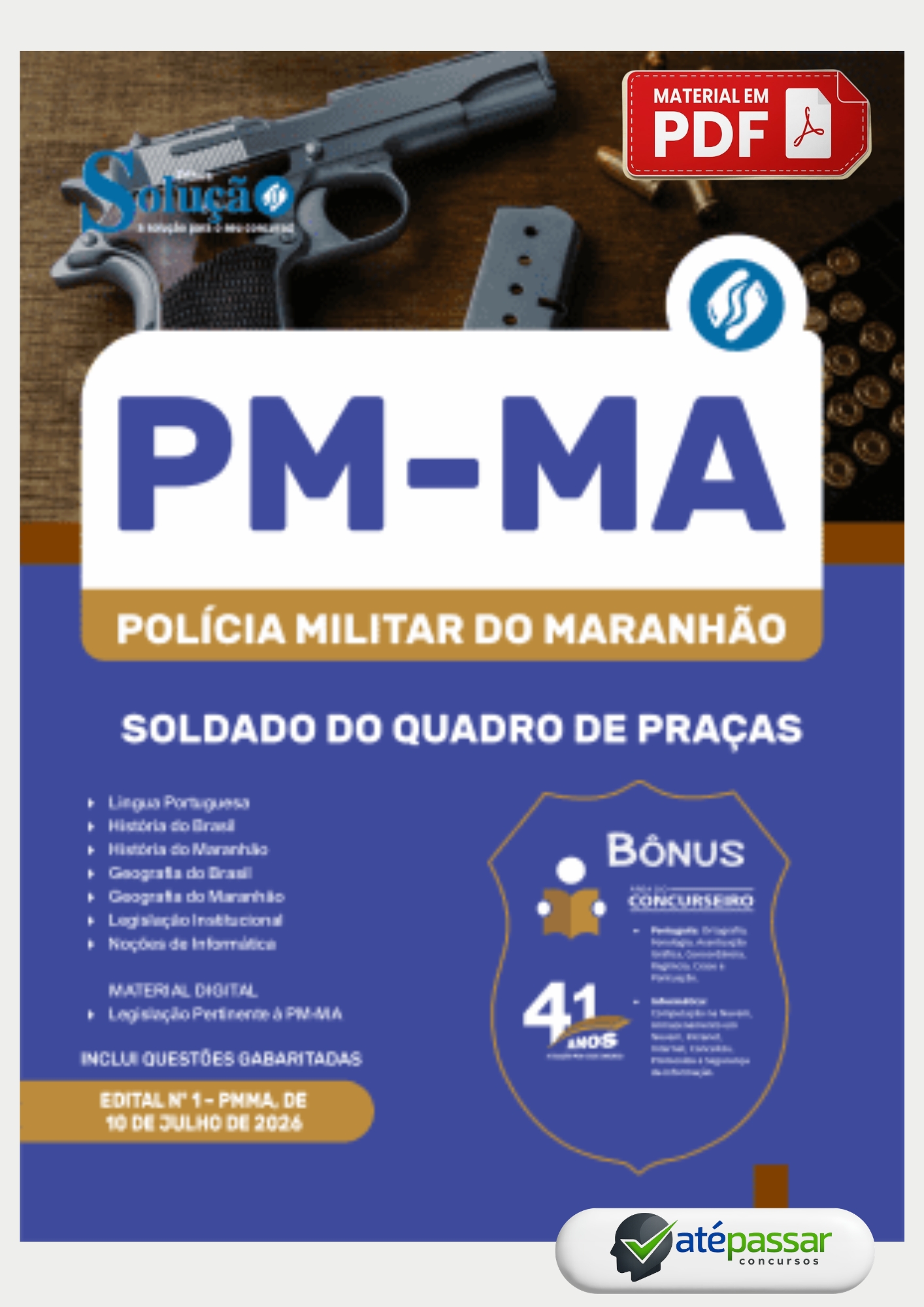 Apostila Soldado Quadro de Praças PM-MA Cebraspe 2026 PDF Editora Solução