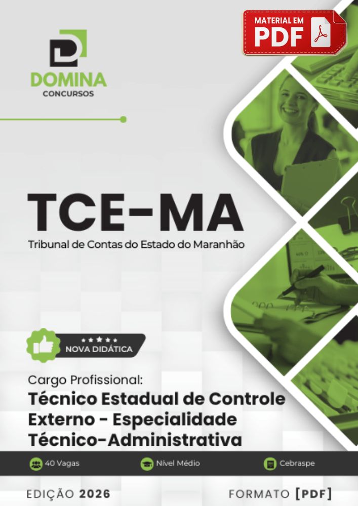 Apostila Técnico Estadual Administrativo TCE-MA 2026 PDF Cebraspe