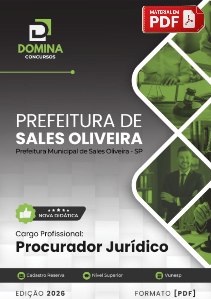 Apostila Procurador Jurídico Sales Oliveira SP 2026 PDF