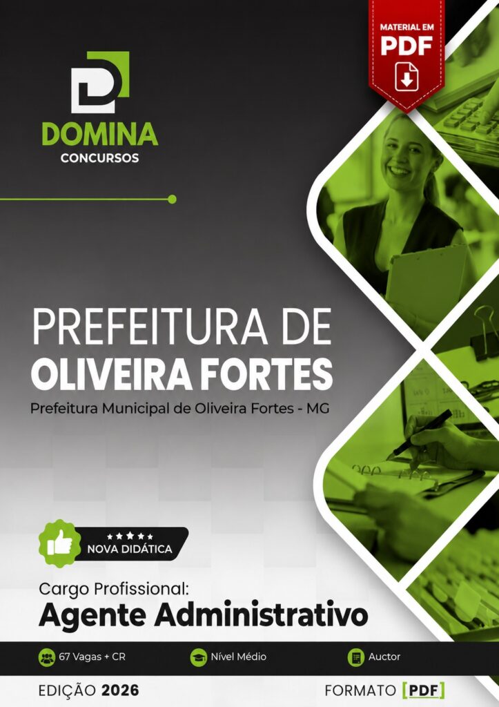Apostila Agente Administrativo Prefeitura de Oliveira Fortes MG 2026 em PDF