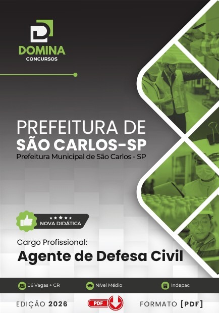 Apostila Concurso Prefeitura de São Carlos - SP 2026 | Cargo: Agente de Defesa Civil (Formato PDF)