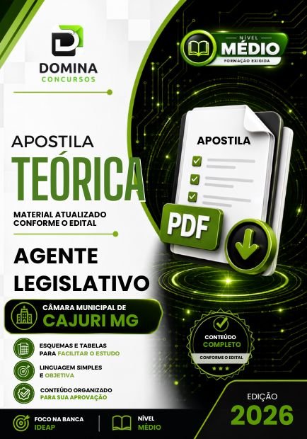 Apostila Agente Legislativo - Câmara Municipal de Cajuri MG 2026
