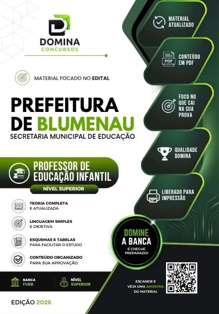 Apostila Professor de Educação Infantil Blumenau SC 2026