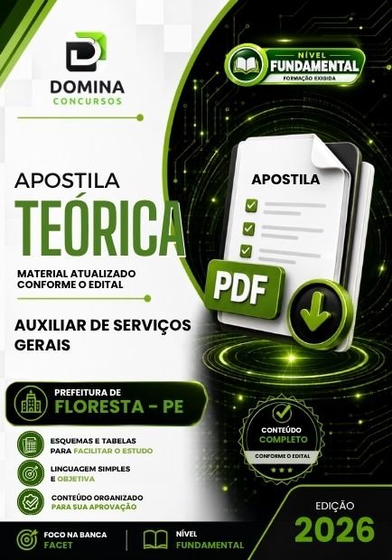 Apostila Auxiliar de Serviços Gerais - Prefeitura de Floresta PE 2026