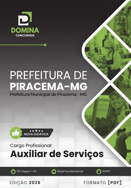 Apostila Auxiliar de Serviços - Prefeitura de Piracema MG 2026