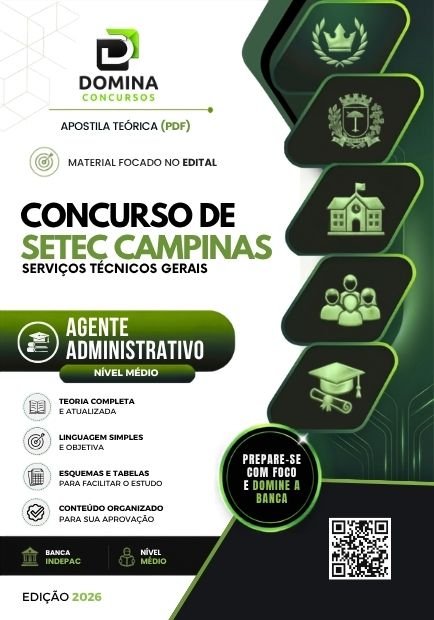 Apostila Agente Administrativo SETEC Campinas SP 2026