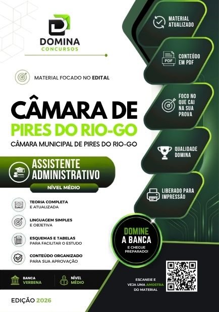 Apostila Assistente Administrativo Câmara de Pires do Rio GO 2026
