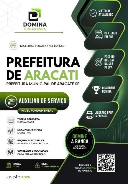 Apostila Auxiliar de Serviço Aracati CE 2026