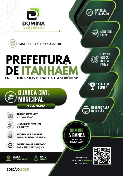 Apostila Concurso Guarda Civil Municipal Itanhaém/SP 2026