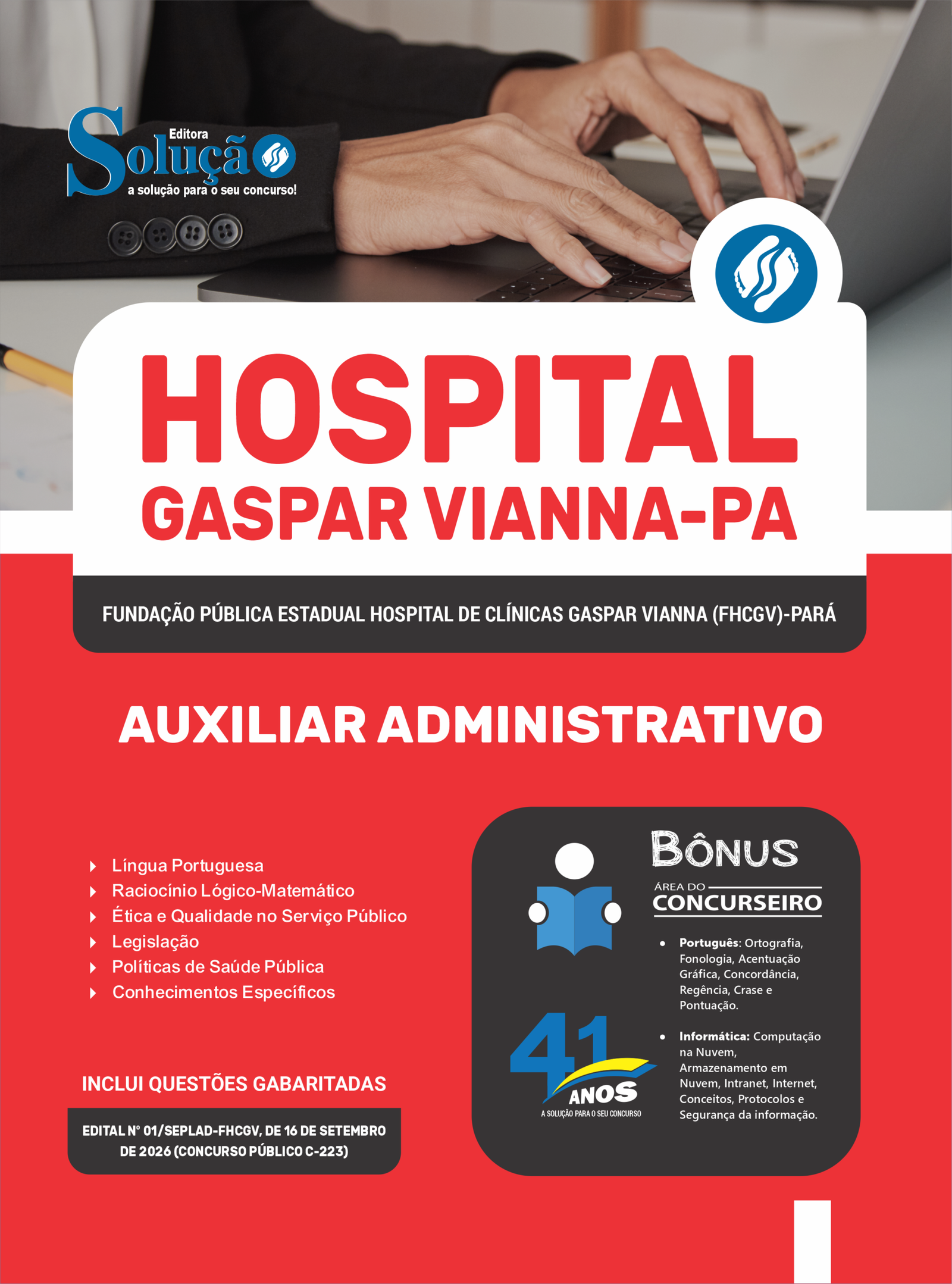 Apostila Concurso Hospital Gaspar Vianna-PA 2026 - Auxiliar Administrativo