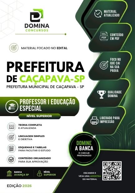 Apostila Prefeitura de Caçapava SP - Professor I Educação Especial 2026