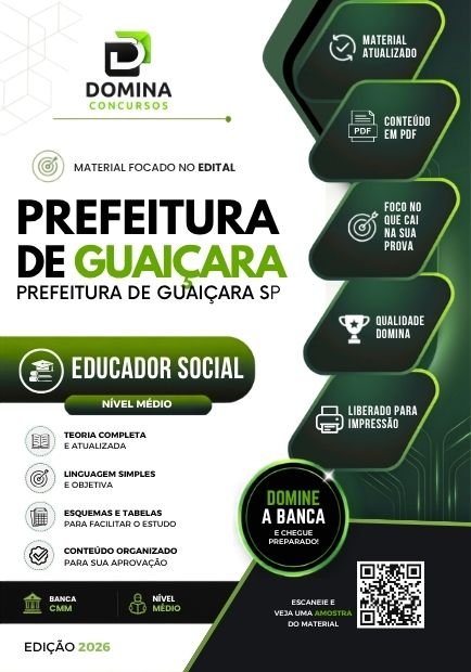 Apostila Processo Seletivo Guaiçara SP 2026 - Educador Social
