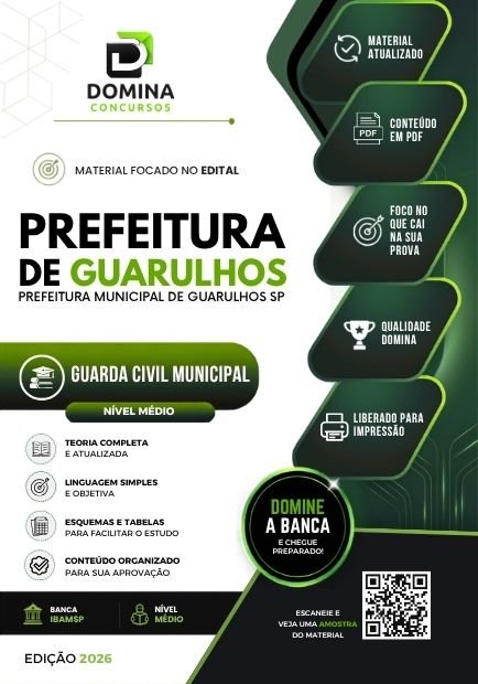 Apostila GCM Guarulhos SP 2026 - Guarda Civil Municipal