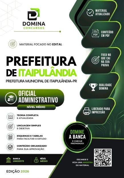 Apostila Oficial Administrativo Itaipulândia PR 2026