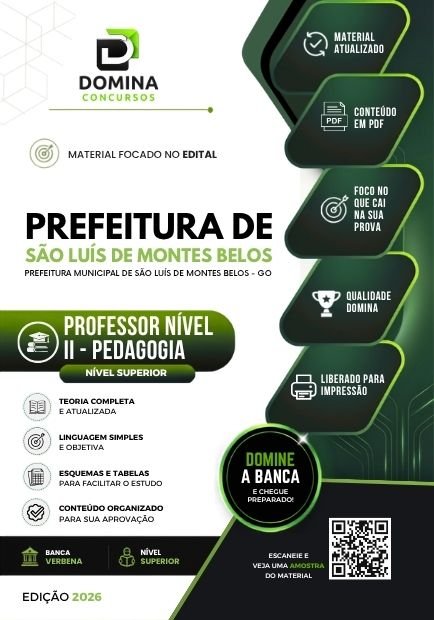 Apostila Professor Nível II - Pedagogia São Luís de Montes Belos GO 2026