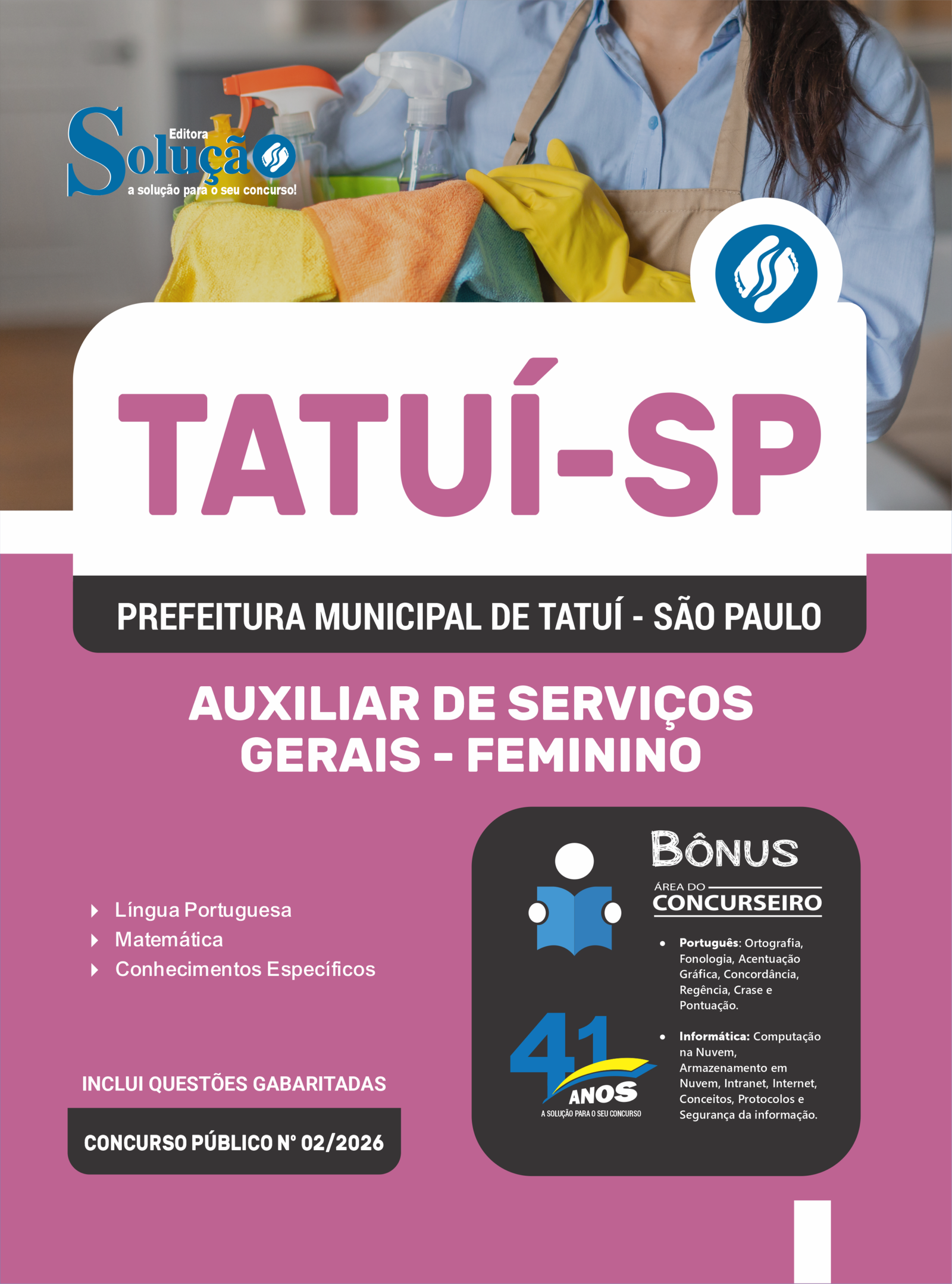 Apostila Concurso Prefeitura de Tatuí SP 2026 - Auxiliar de Serviços Gerais Feminino