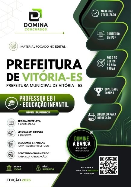 Apostila Concurso Prefeitura de Vitória ES 2026 - Professor de Educação Infantil